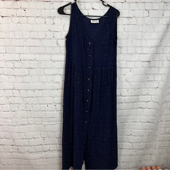 Sand Dollars Blue Button Front‎ Maxi Dress Size M - Picture 1 of 6